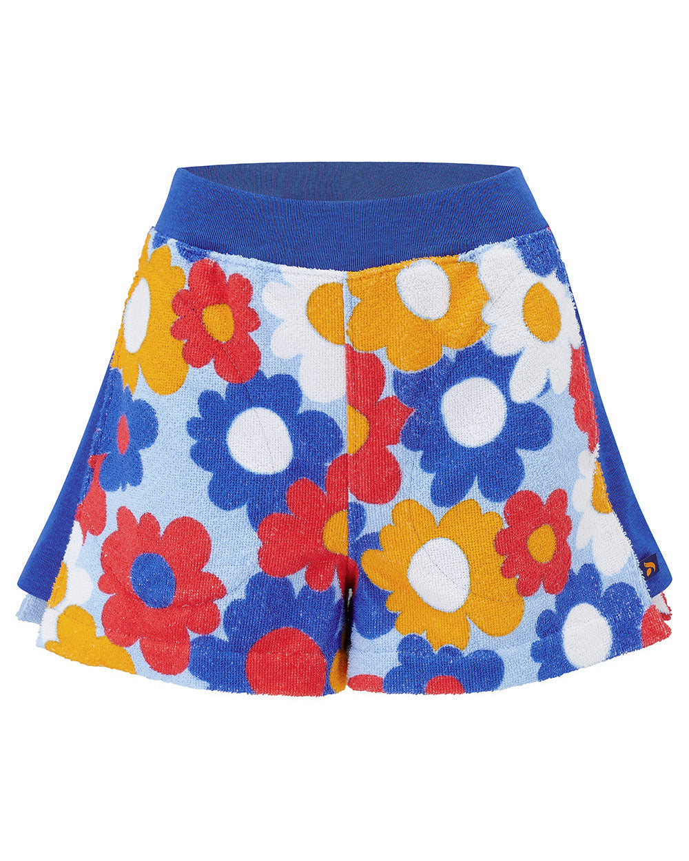 So English Carly floral print shorts with a vibrant beachwear style, featuring colorful botanical patterns.