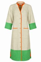Ramona almond + green long towelling robe