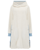Ecru and sky blue long hoodie by So English featuring a relaxed fit and casual beachwear style, made in the UK.
