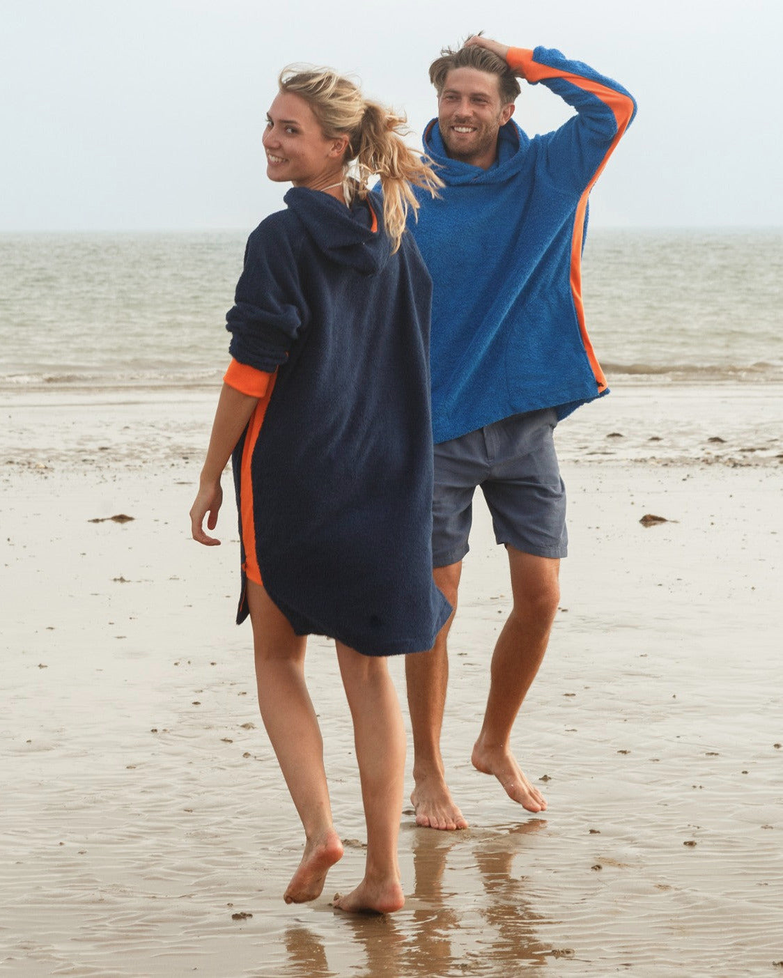 Navy and orange long hoodie from So English, casual beachwear hoodie with a relaxed fit and comfortable fabric.