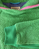 Fresh green Bude long hoodie by So English with neckline detail, casual beachwear style, made in the UK.