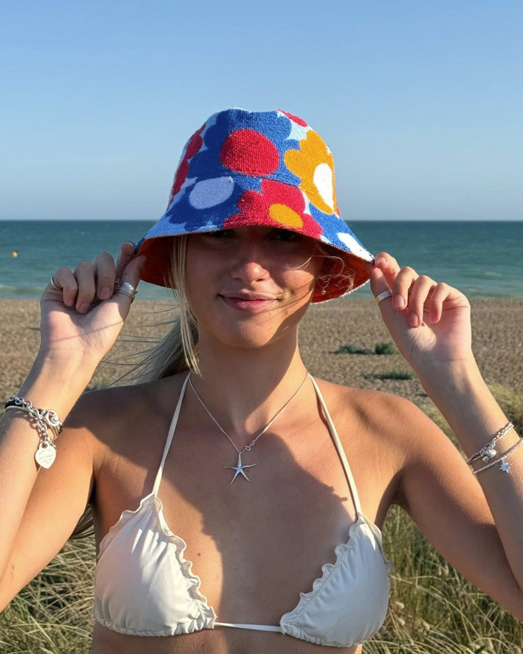 So English Curtis hat with limited print, featuring a stylish beachwear design made in the UK, shown in vibrant colors.
