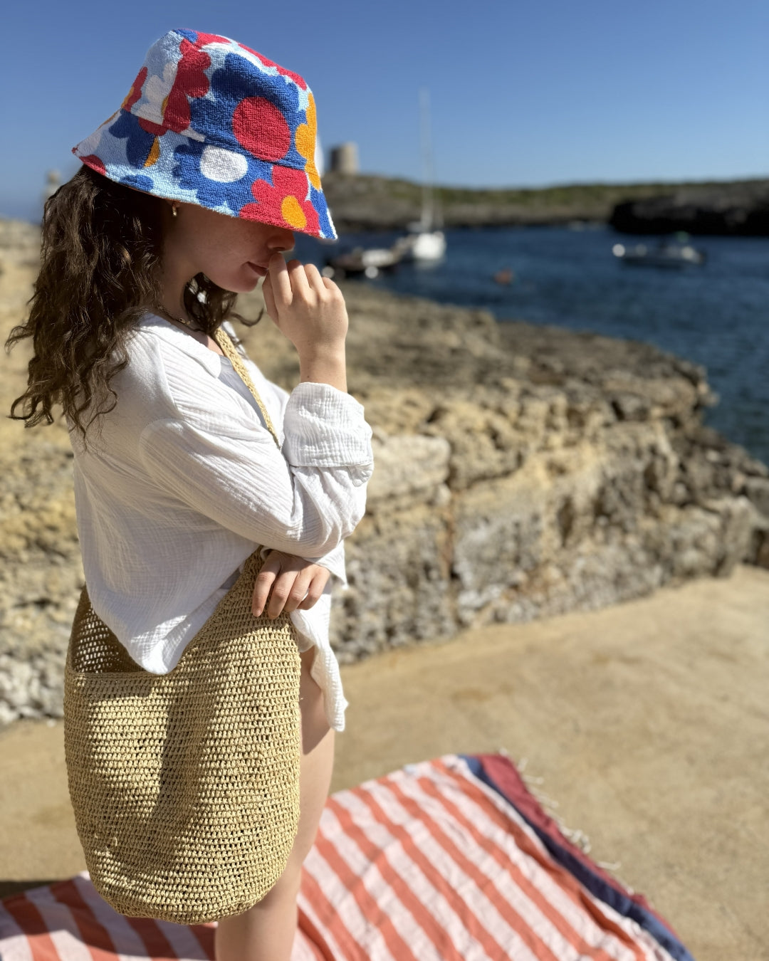 So English Curtis hat with limited print design, featuring a stylish beachwear-inspired pattern on a lightweight hat.