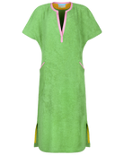 Long green Kiss dress by So English, featuring a fresh, vibrant design, perfect for beachwear or casual summer outings.