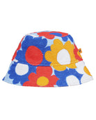 So English Curtis floral print hat, limited edition beachwear hat with colorful floral design, made in the UK.