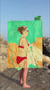 Ramona almond + green long towelling robe animation
